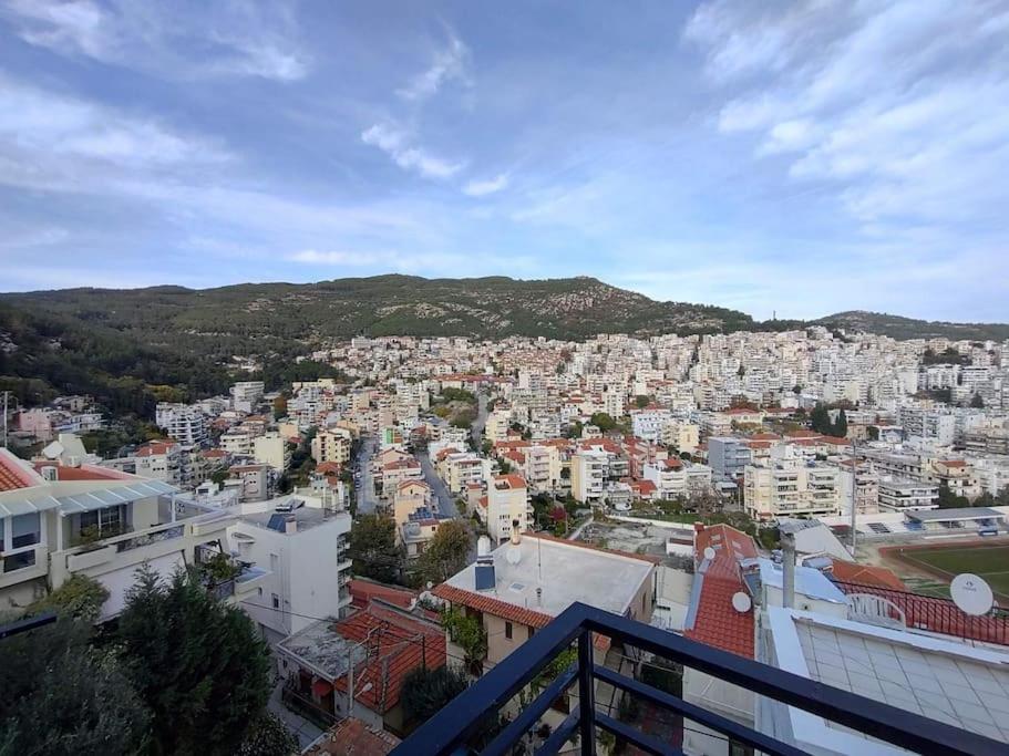 Ferienwohnung Finas Penthouse,Private Terrace,Great View,Mins From Sea Kavala Exterior foto