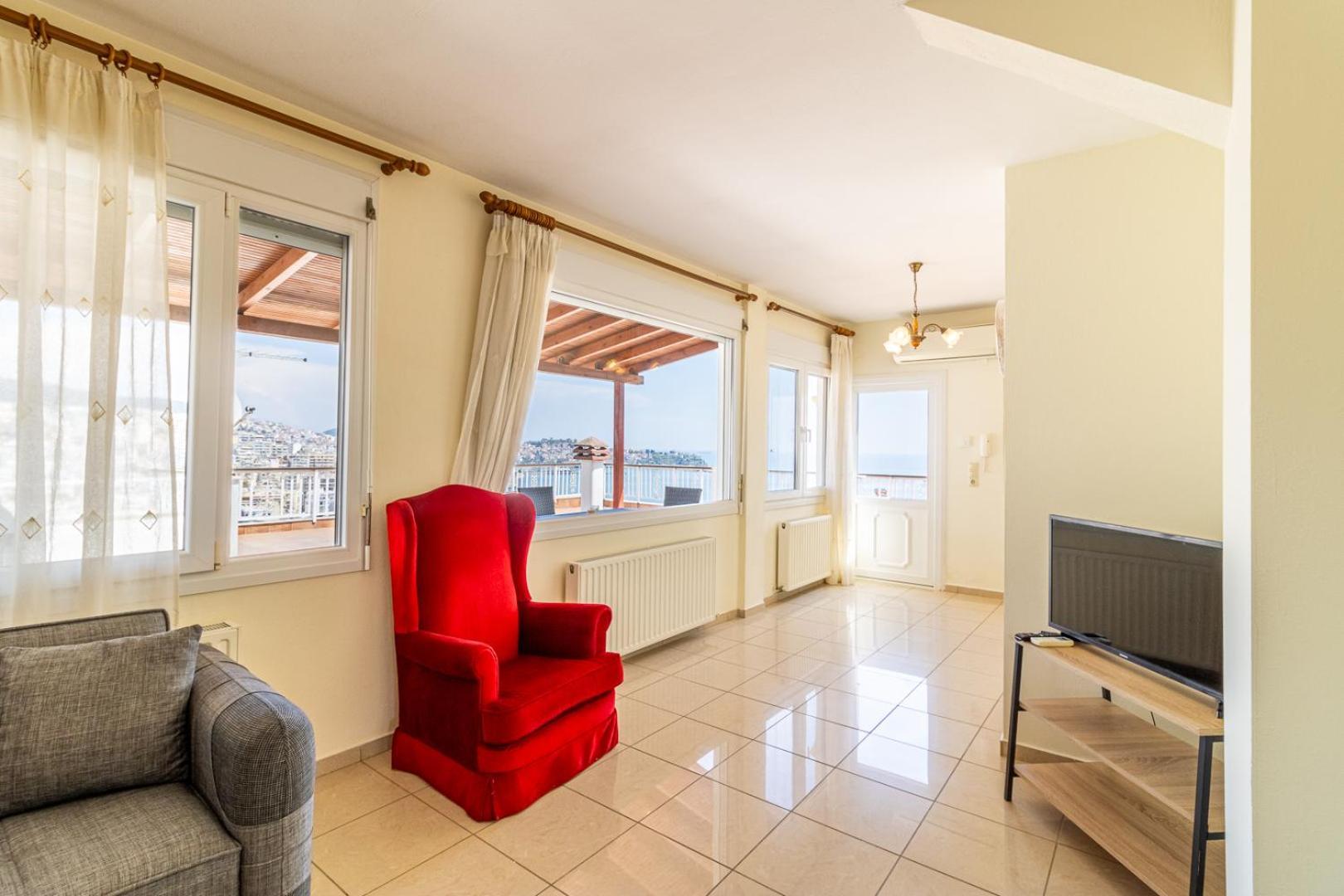 Ferienwohnung Finas Penthouse,Private Terrace,Great View,Mins From Sea Kavala Exterior foto